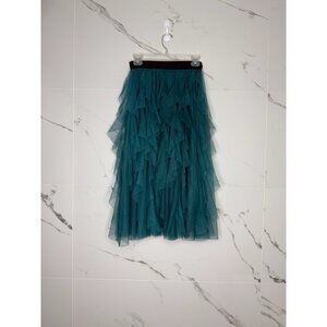 Sincerely Jules Tulle Teal Ruffle Tiered Maxi Skirt Whimsygoth Witchy Fairy Sz S